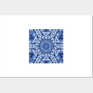 geometric creative pattern and design hexagonal kaleidoscopic style in shades of BLUE Posters and Art